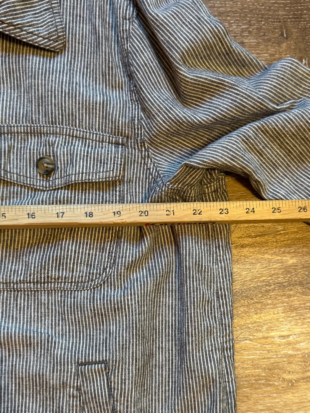 LOFT Striped Button-Down Jacket  in Gray and White, Cotton-Linen blend! Sz XL - Picture 5 of 10